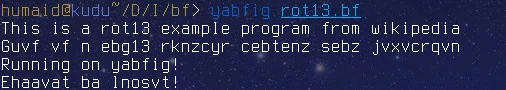 An example of yabfig running a rot13 program